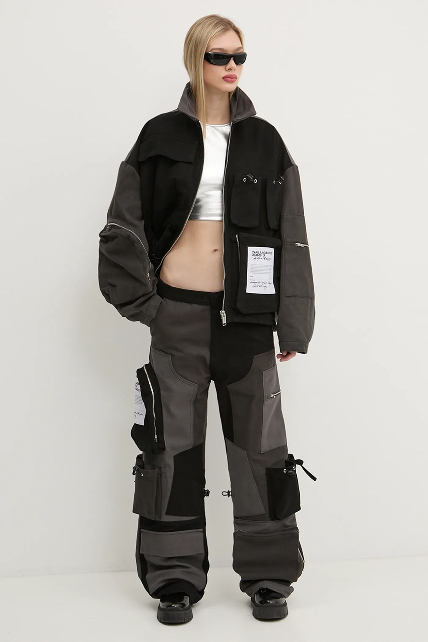 Βαμβακερό μπουφάν Karl Lagerfeld Jeans χρώμα: μαύρο, A1W15051 φωτογραφία