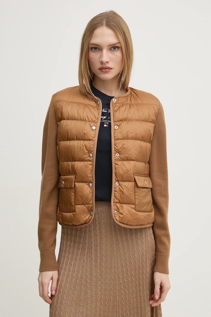 Пухова куртка з домішкою вовни Tommy Hilfiger колір коричневий перехідна WW0WW44343 