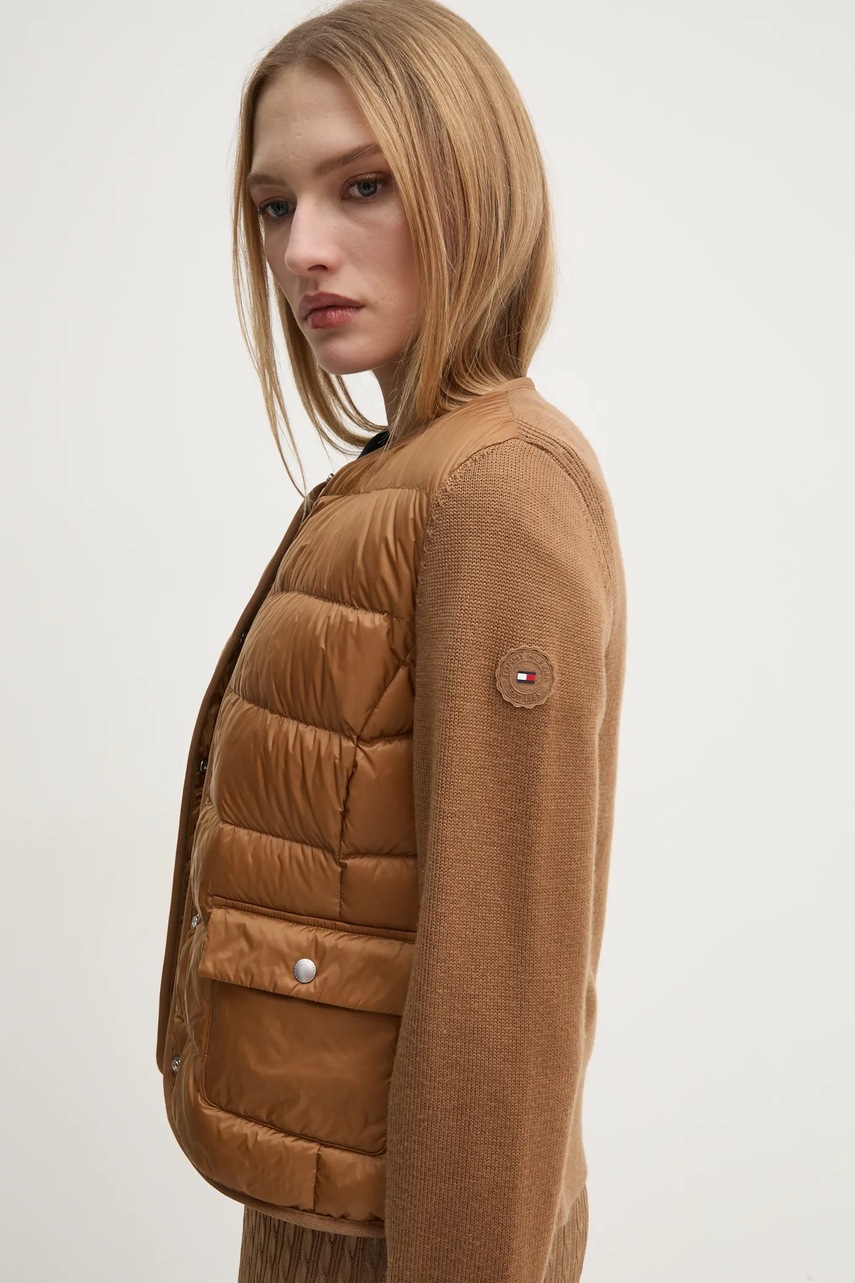 Пухова куртка з домішкою вовни Tommy Hilfiger колір коричневий перехідна WW0WW44343 
