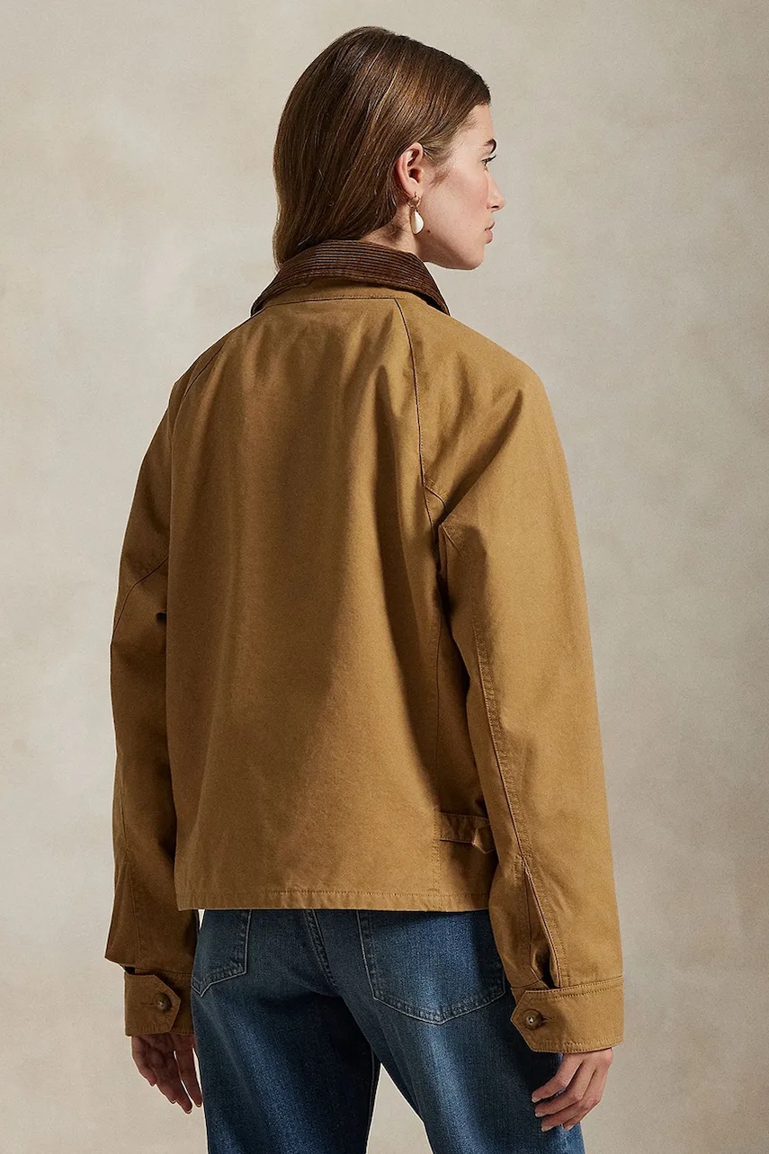 Хлопковая куртка Polo Ralph Lauren цвет бежевый переходная 211924352 Хлопковая куртка Polo Ralph Lauren цвет бежевый переходная 211924352