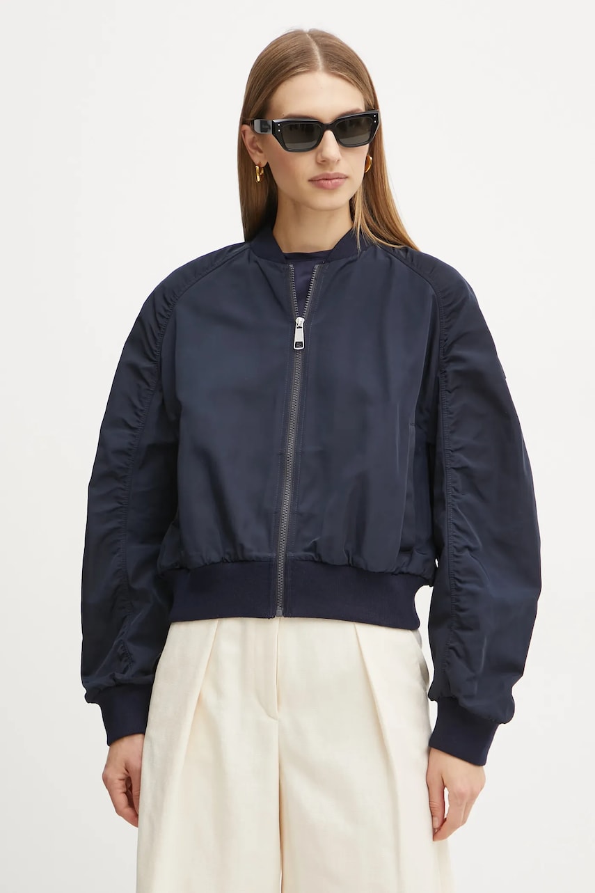 Boss Orange geaca bomber femei, culoarea albastru marin, de tranzitie, oversize, 50531728 Boss Orange geaca bomber femei, culoarea albastru marin, de tranzitie, oversize, 50531728