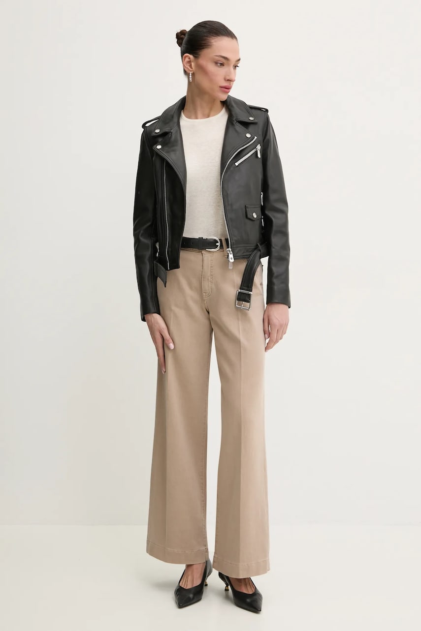 Кожаная куртка Pinko женская цвет чёрный переходная 103897 A21L Кожаная куртка Pinko женская цвет чёрный переходная 103897 A21L