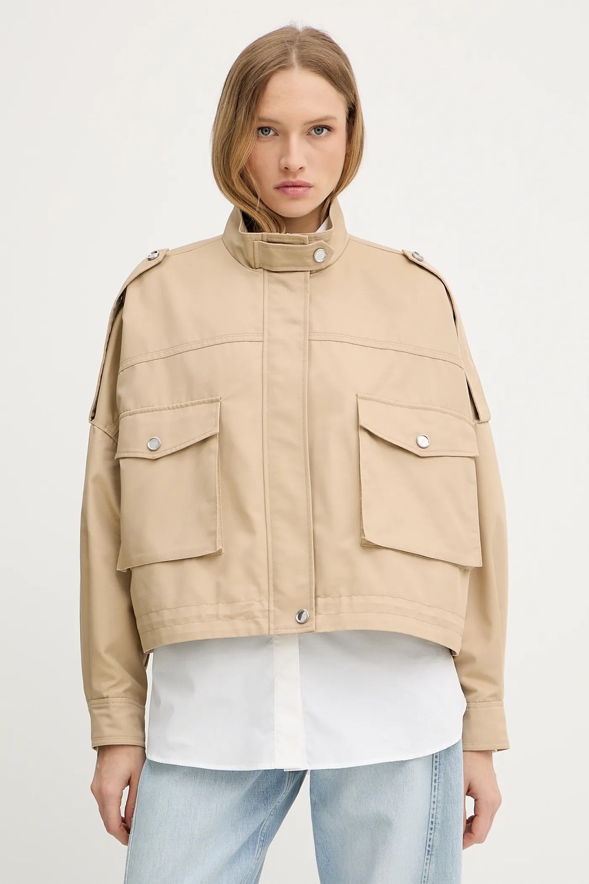Bunda Pinko zelená barva, přechodná, oversize, 104682 A1PR