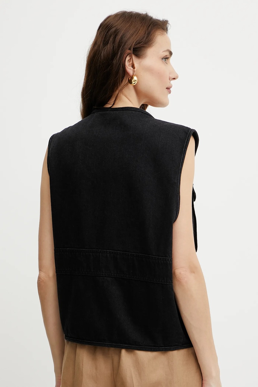 Γιλέκο τζιν Pinko χρώμα: μαύρο, 105053 A2HF φωτογραφία