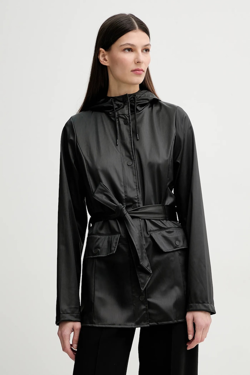 Rains geacă Curve Jacket W3 culoarea negru, de tranzitie, 12100 Rains geacă Curve Jacket W3 culoarea negru, de tranzitie, 12100