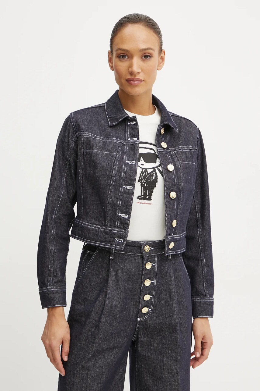 Karl Lagerfeld geaca jeans femei, culoarea albastru marin, de tranzitie, A1W14048