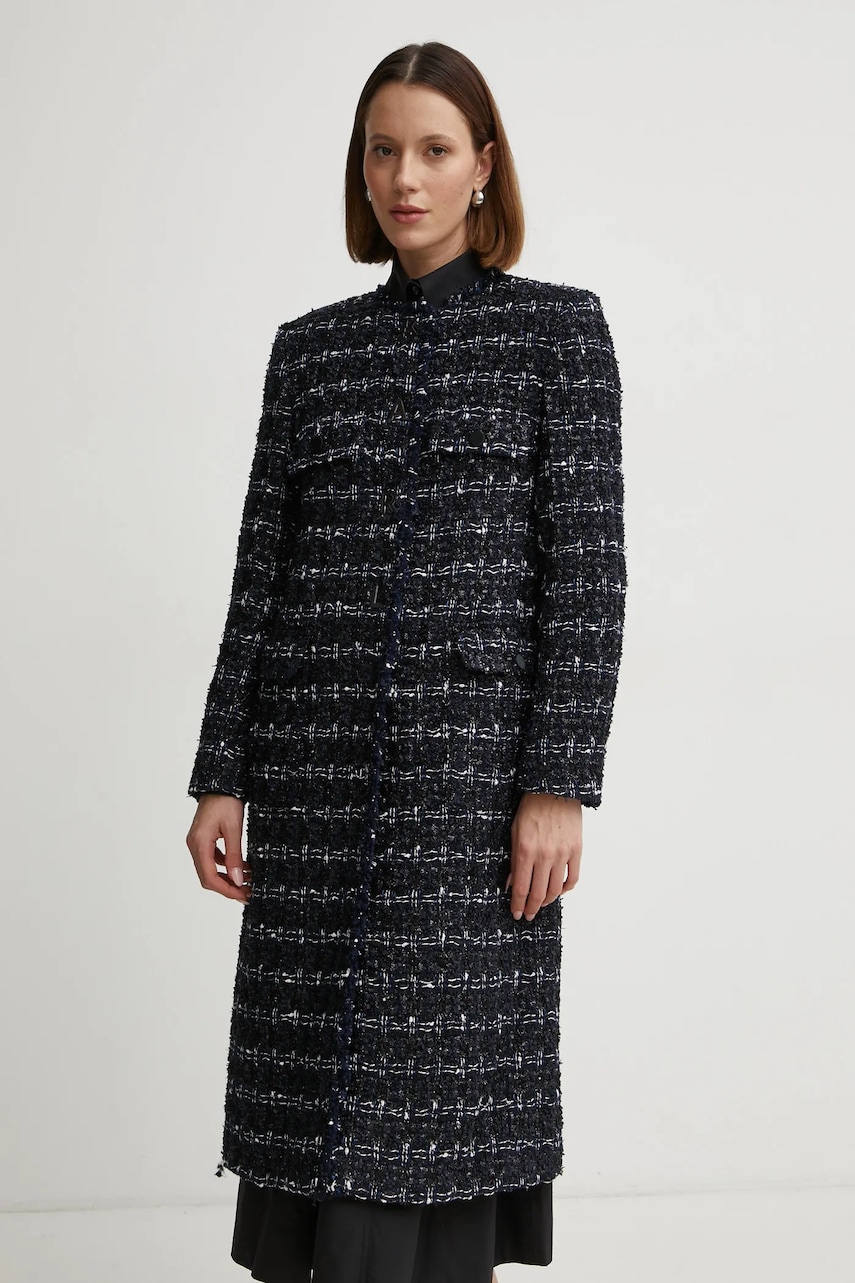 Karl Lagerfeld palton din lana culoarea albastru marin, de tranzitie, A1W15022