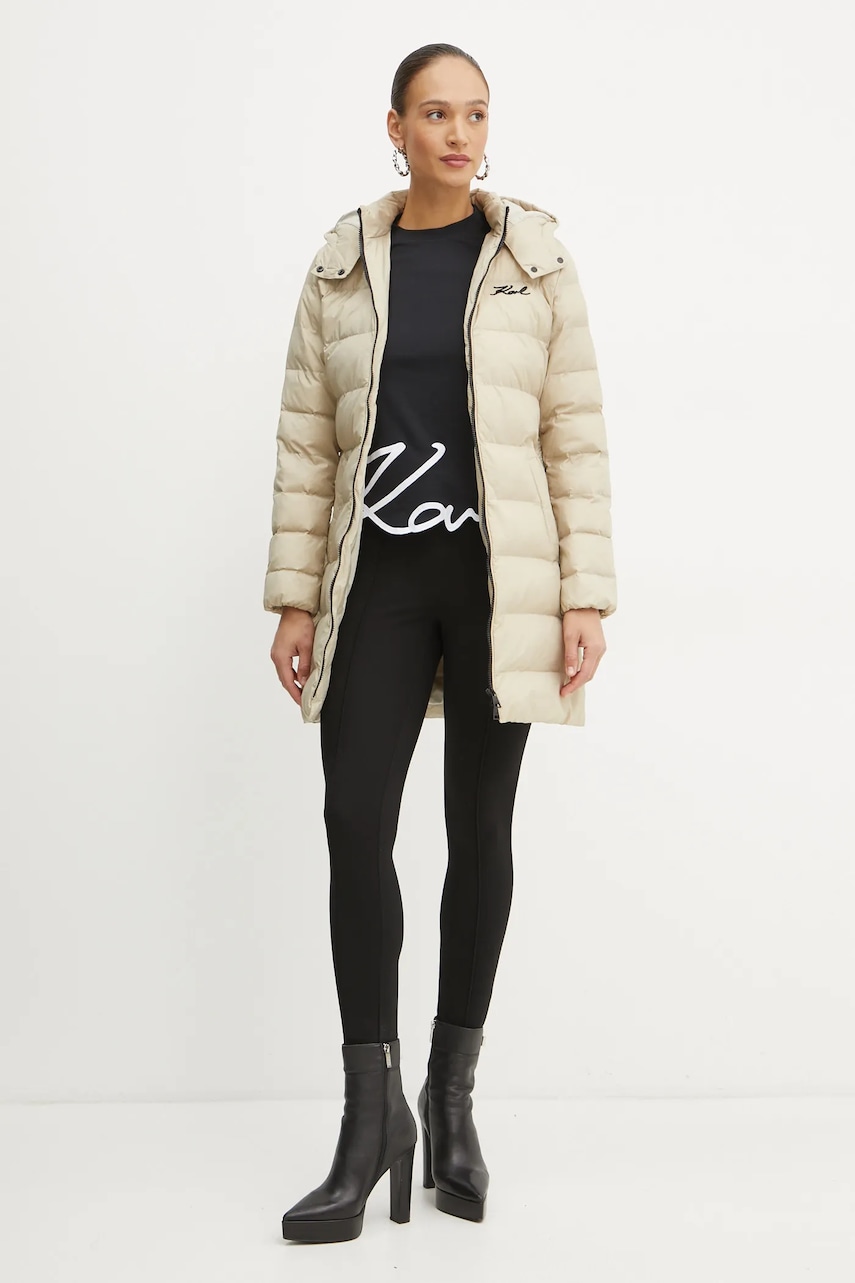 Куртка Karl Lagerfeld женская цвет бежевый зимняя 246W1514 Куртка Karl Lagerfeld женская цвет бежевый зимняя 246W1514