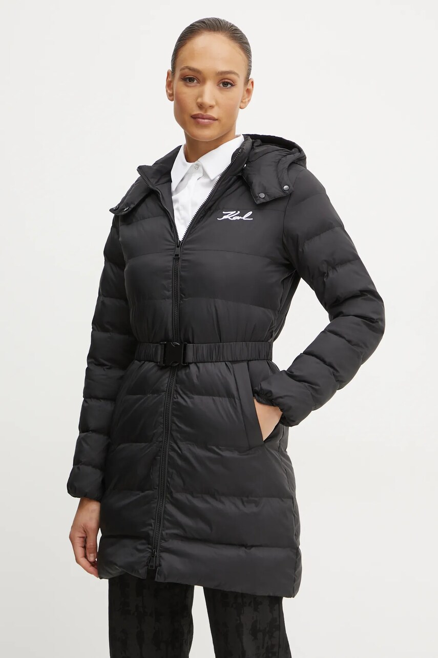 Karl Lagerfeld geaca femei, culoarea negru, de iarna, 246W1514