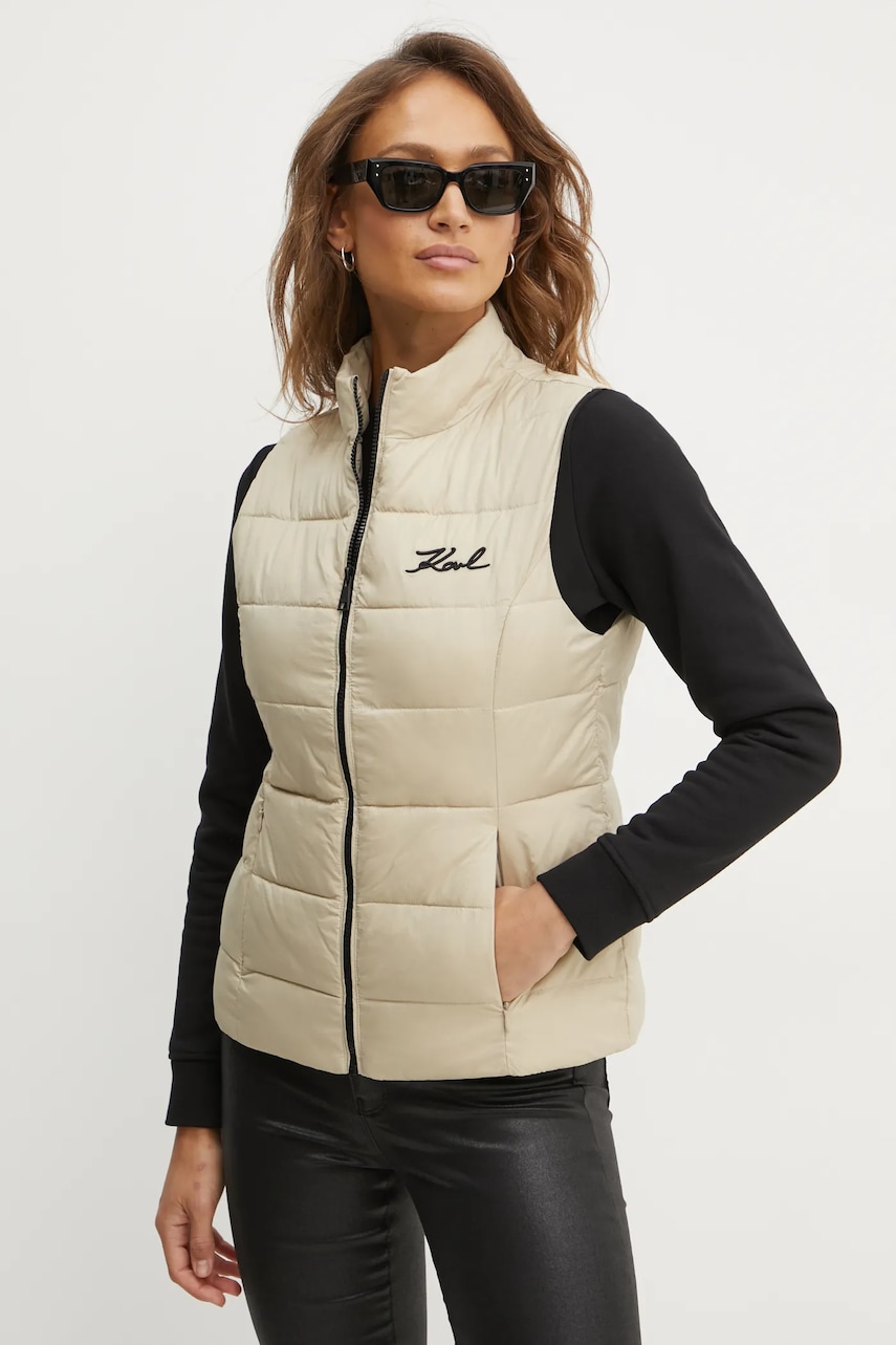 Karl Lagerfeld vesta femei, culoarea bej, de tranzitie, 246W1512 Karl Lagerfeld vesta femei, culoarea bej, de tranzitie, 246W1512