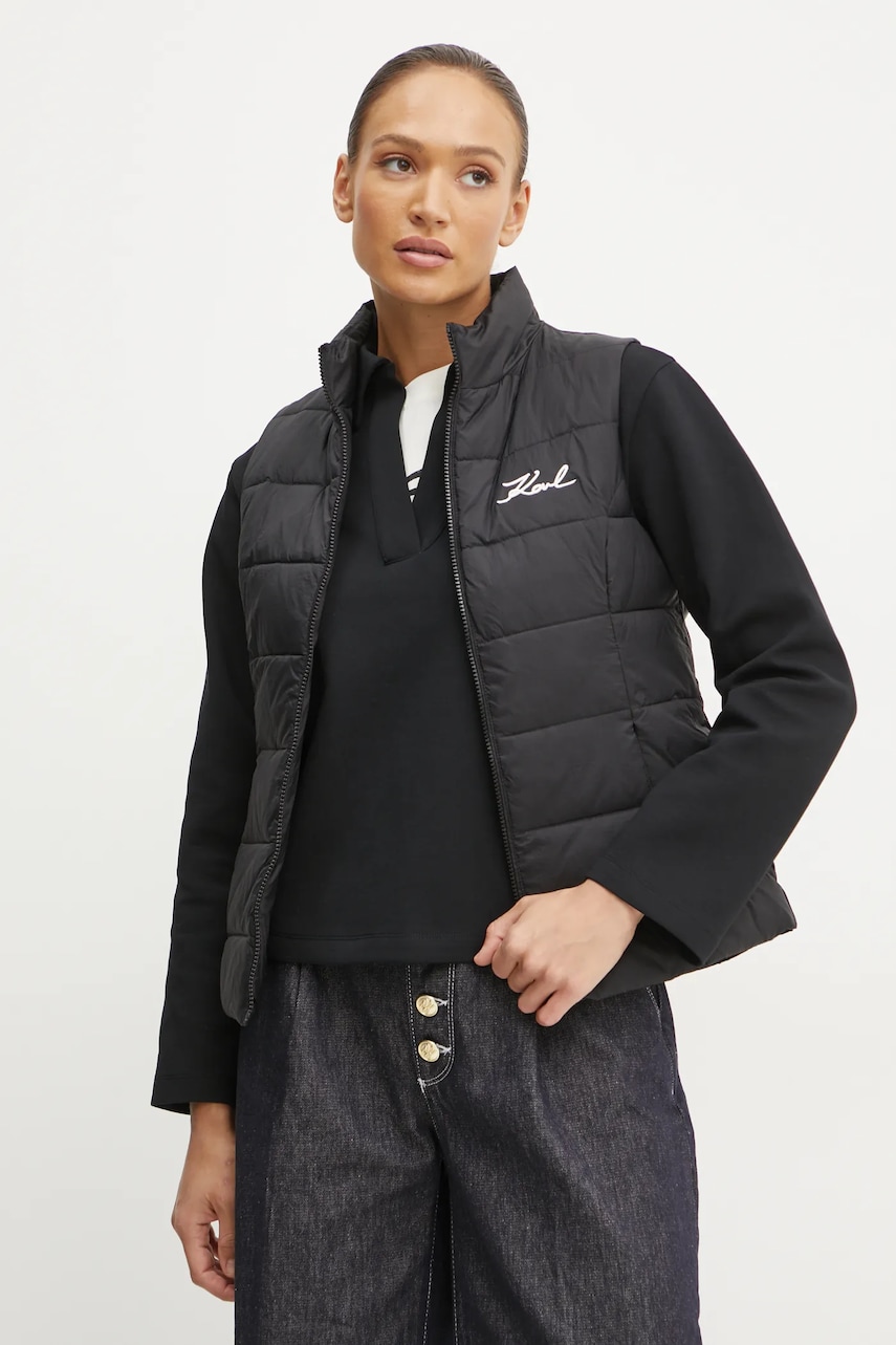 Karl Lagerfeld vesta femei, culoarea negru, de tranzitie, 246W1512 Karl Lagerfeld vesta femei, culoarea negru, de tranzitie, 246W1512