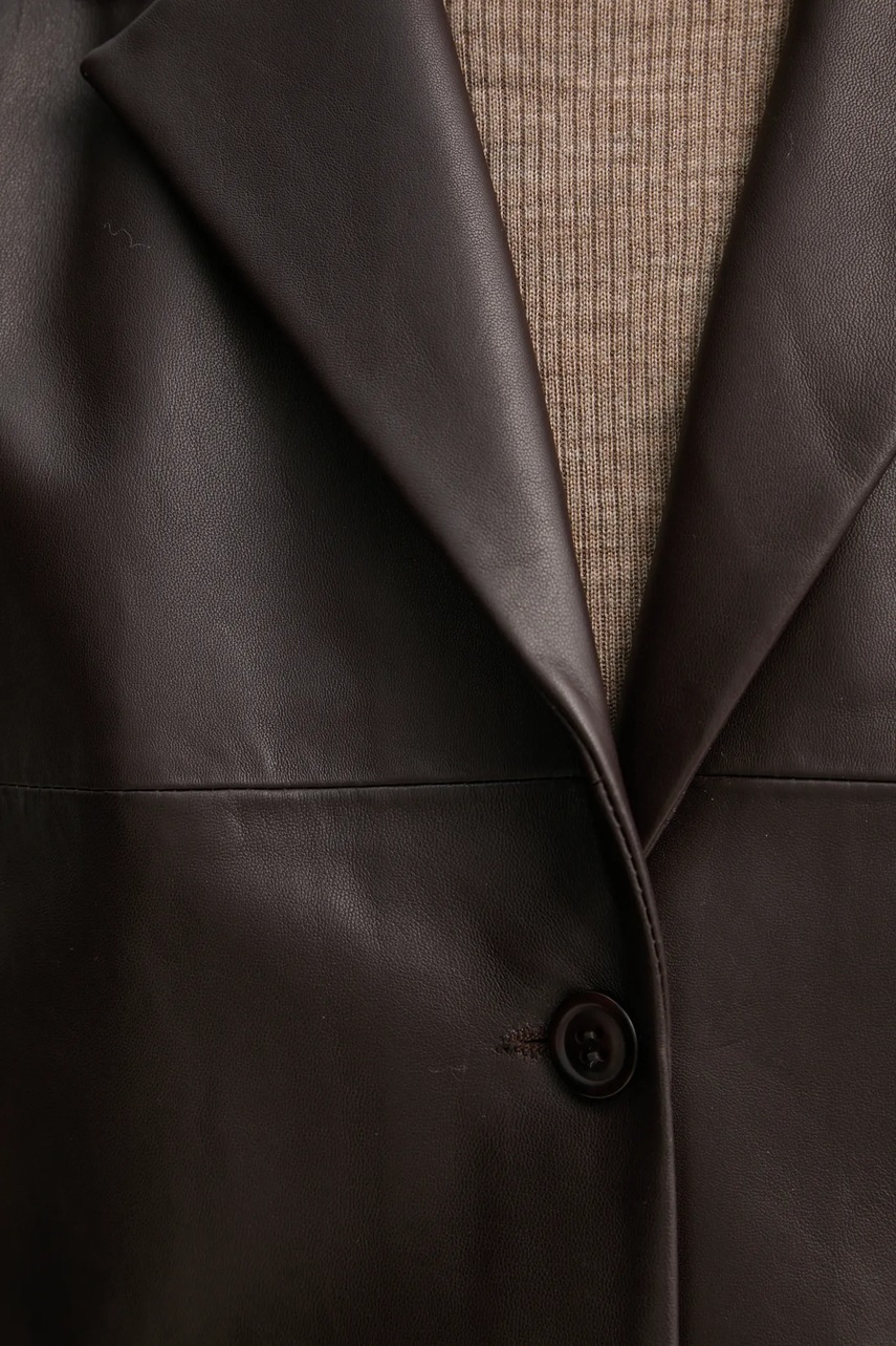 Шкіряний піджак 2NDDAY Harrison колір коричневий oversize однотонний 2251515672 