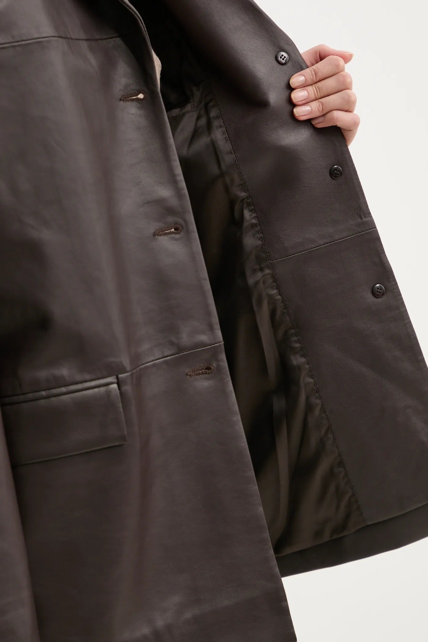 Шкіряний піджак 2NDDAY Harrison колір коричневий oversize однотонний 2251515672 