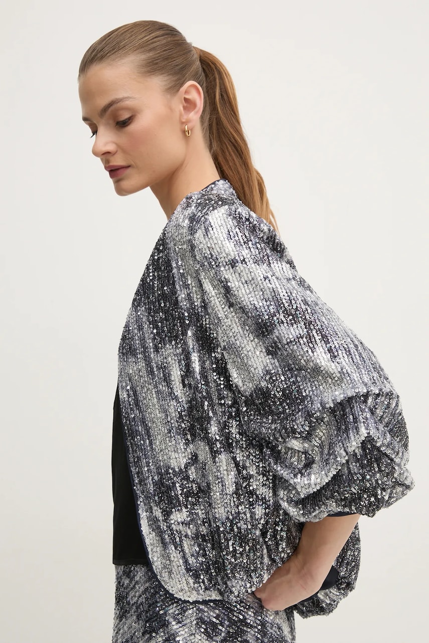 DIANE VON FURSTENBERG sacou culoarea argintiu, desfacut, modelator, DVFJS4S003 DIANE VON FURSTENBERG sacou culoarea argintiu, desfacut, modelator, DVFJS4S003