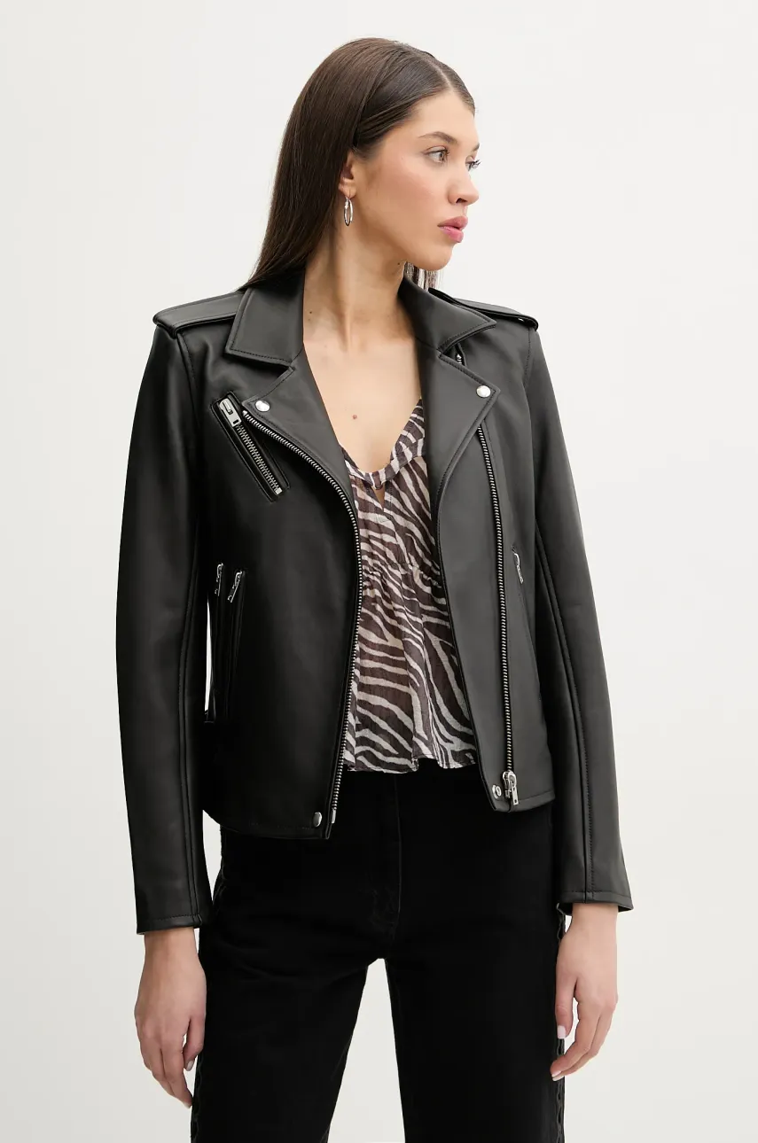 IRO geaca ramones de piele culoarea negru, de tranzitie, WF09NEWHAN