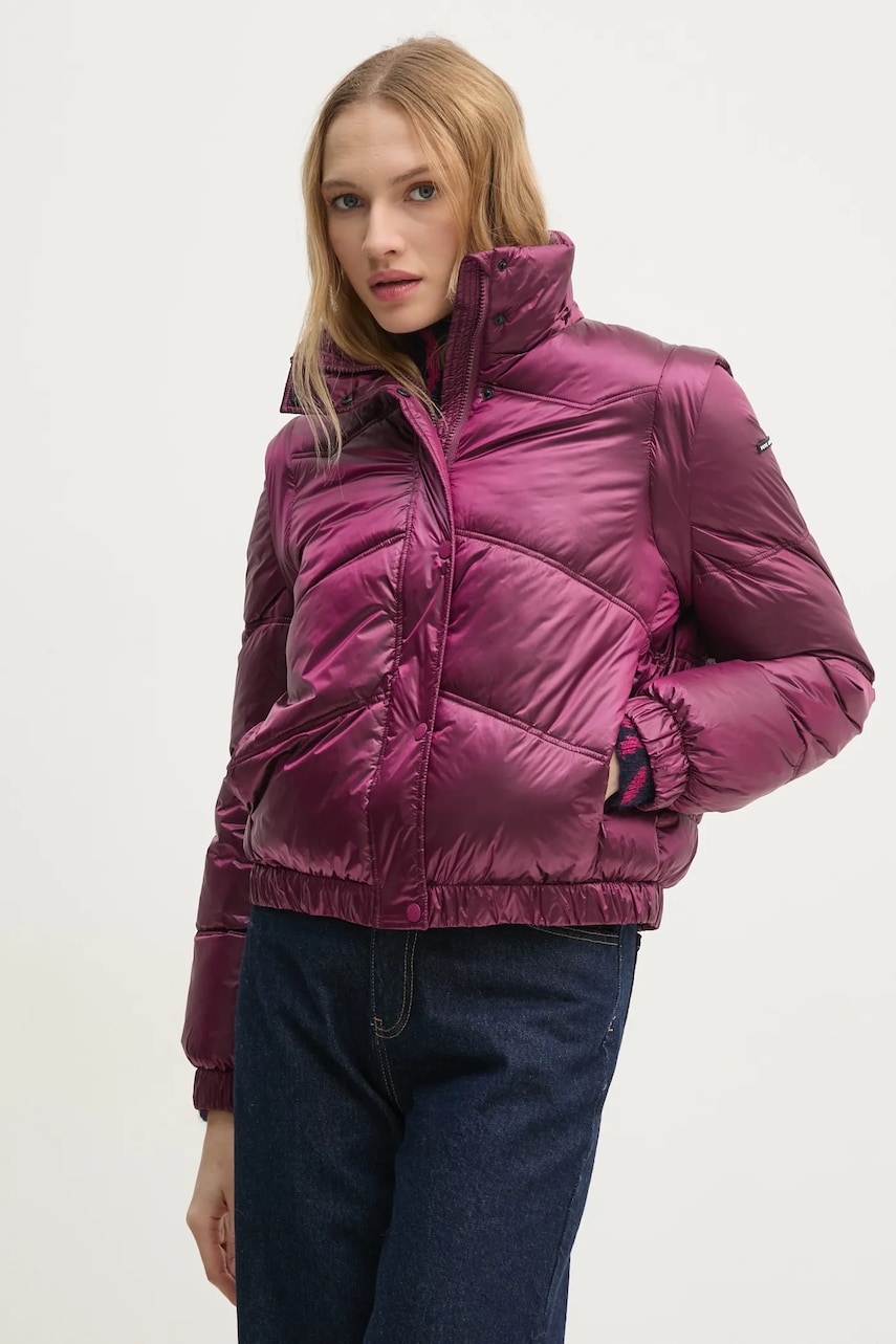 Pepe Jeans geaca FLORA femei, culoarea violet, de iarna, PL402492 Pepe Jeans geaca FLORA femei, culoarea violet, de iarna, PL402492