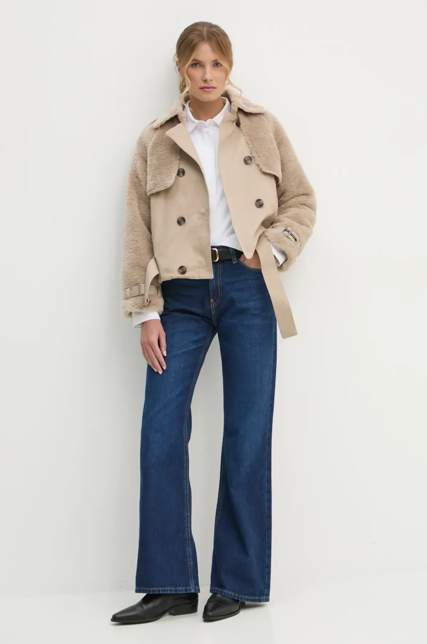 Тренч Pepe Jeans FIONA женский цвет бежевый переходной oversize PL402500 Тренч Pepe Jeans FIONA женский цвет бежевый переходной oversize PL402500