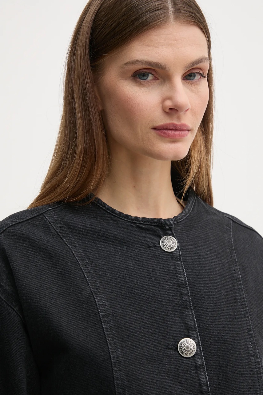 Τζιν μπουφάν Pepe Jeans DAENA STUD χρώμα: μαύρο, PL402524 φωτογραφία