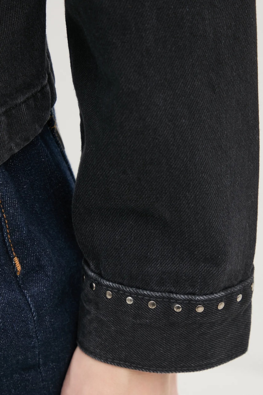 Τζιν μπουφάν Pepe Jeans DAENA STUD χρώμα: μαύρο, PL402524 φωτογραφία