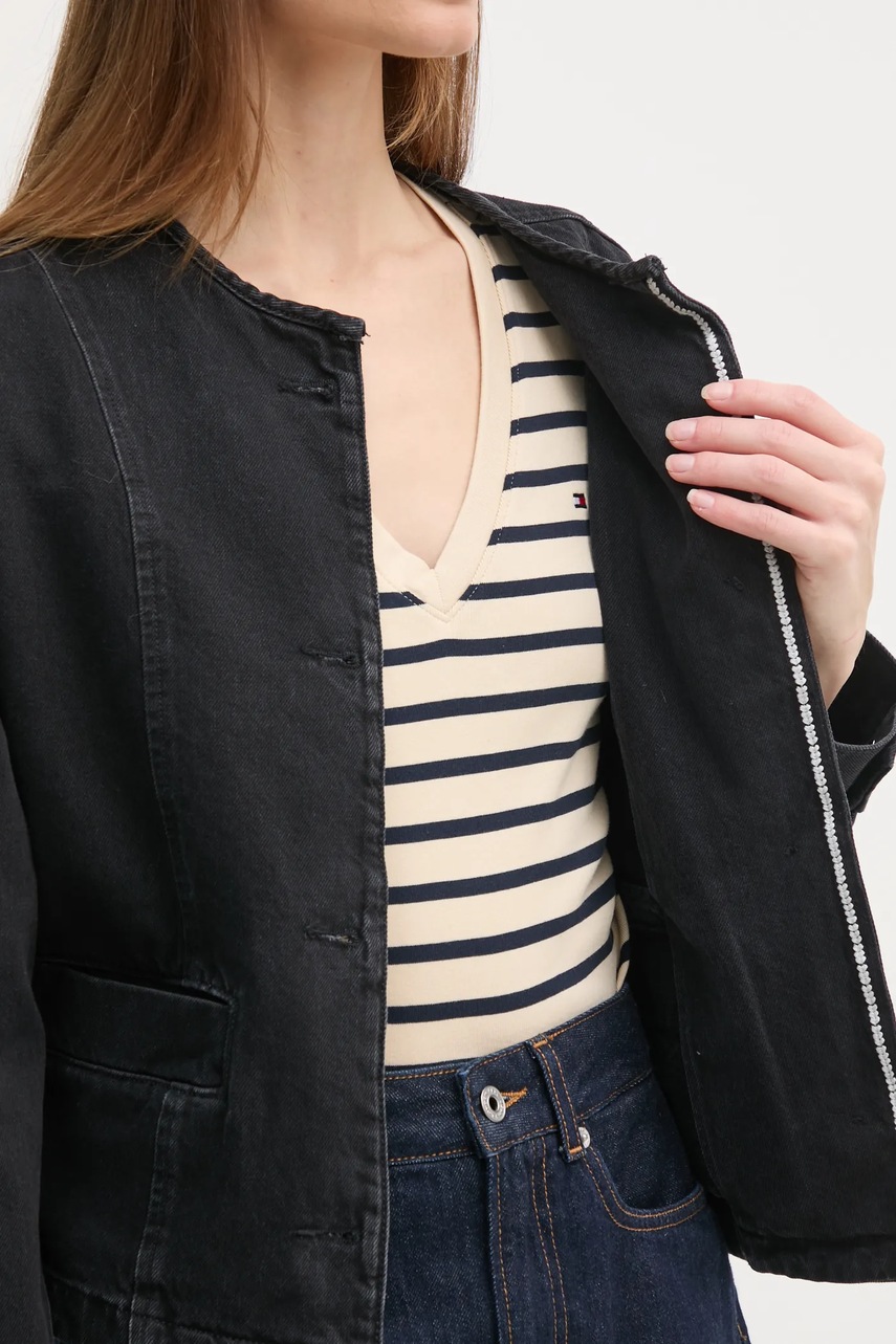 Τζιν μπουφάν Pepe Jeans DAENA STUD χρώμα: μαύρο, PL402524 φωτογραφία