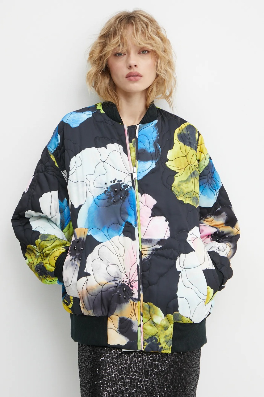Stine Goya geaca bomber femei, culoarea negru, de tranzitie, oversize, SG-PS25-J011-2317