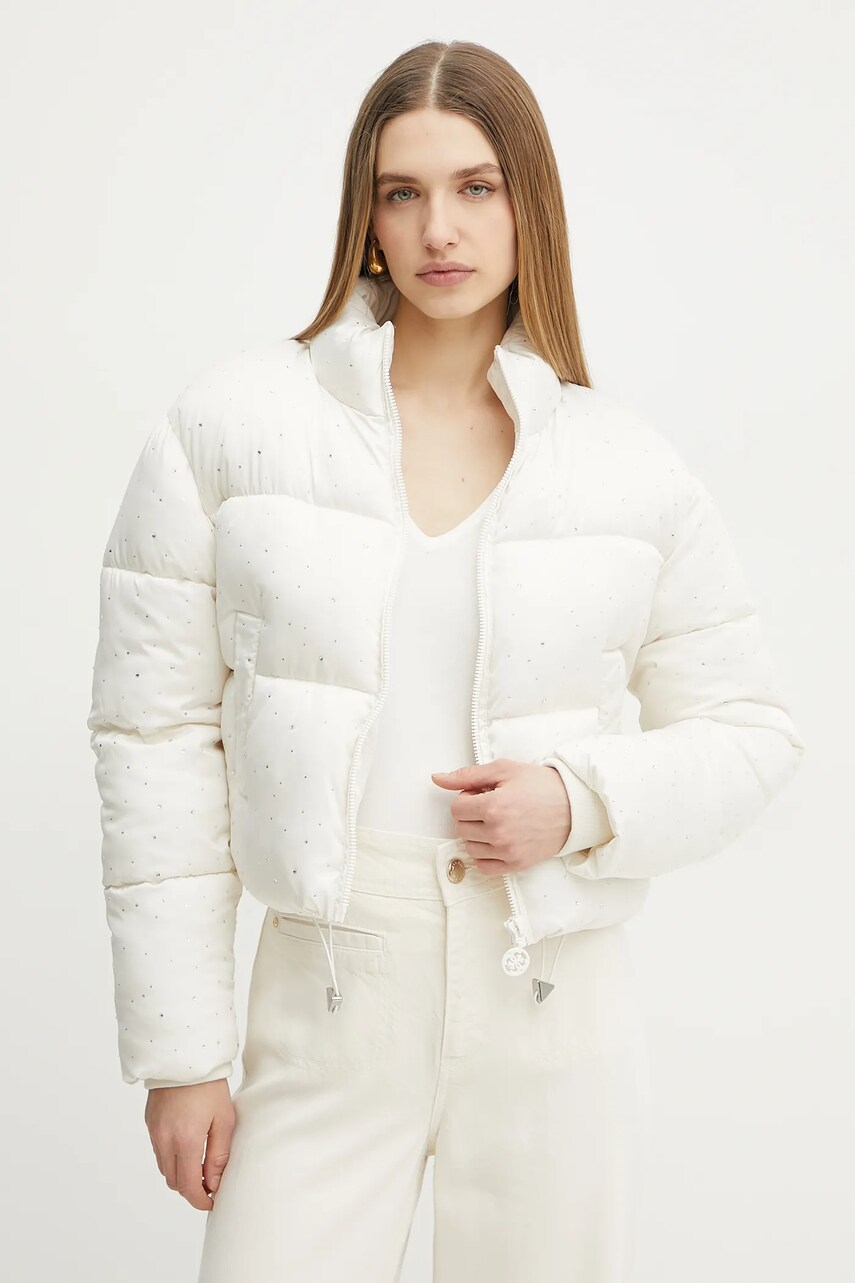Levně Bunda Guess ANTONIA béžová barva, zimní, oversize, W5RL04 WGVD2