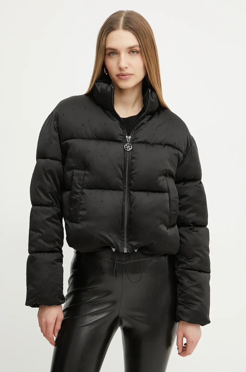 Bunda Guess ANTONIA černá barva, zimní, oversize, W5RL04 WGVD2