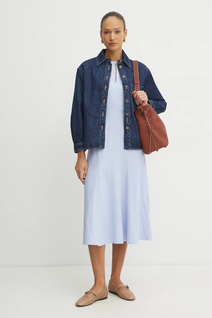 Джинсовая куртка Marella NAVA цвет синий переходная oversize 2513041114200 Джинсовая куртка Marella NAVA цвет синий переходная oversize 2513041114200