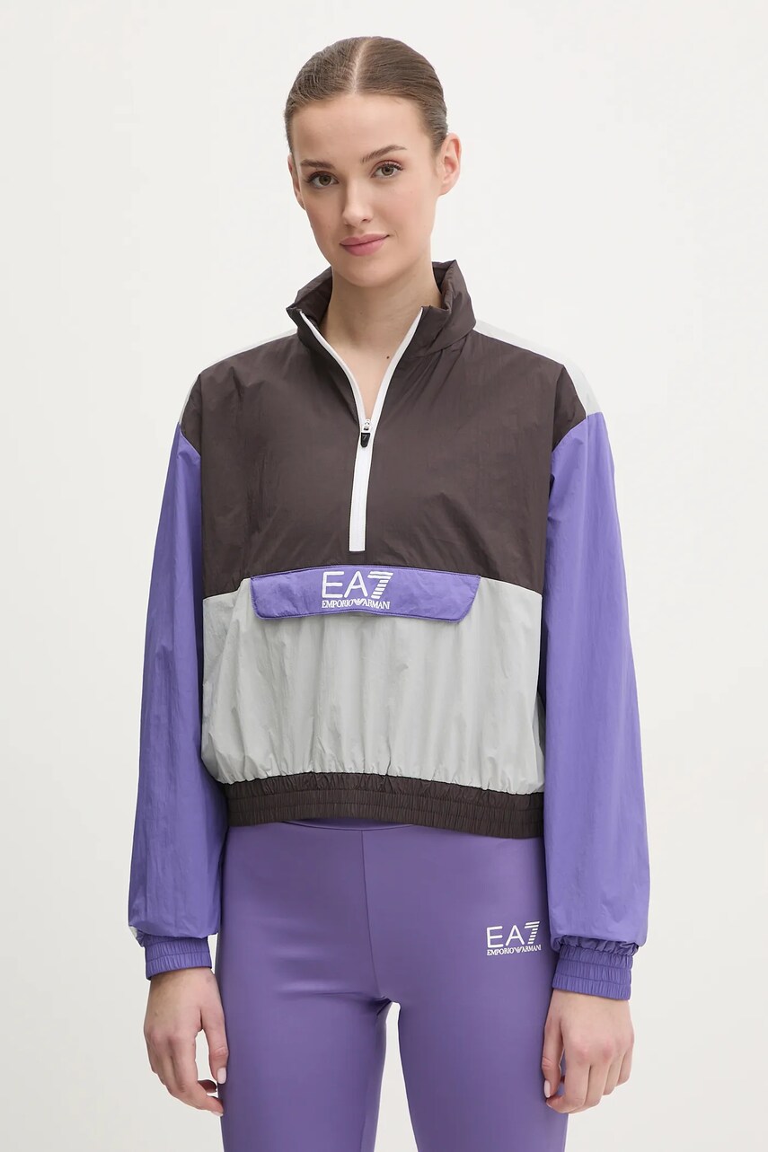 EA7 Emporio Armani jacheta de antrenament culoarea maro, de tranzitie, oversize, AF12453.7W000246