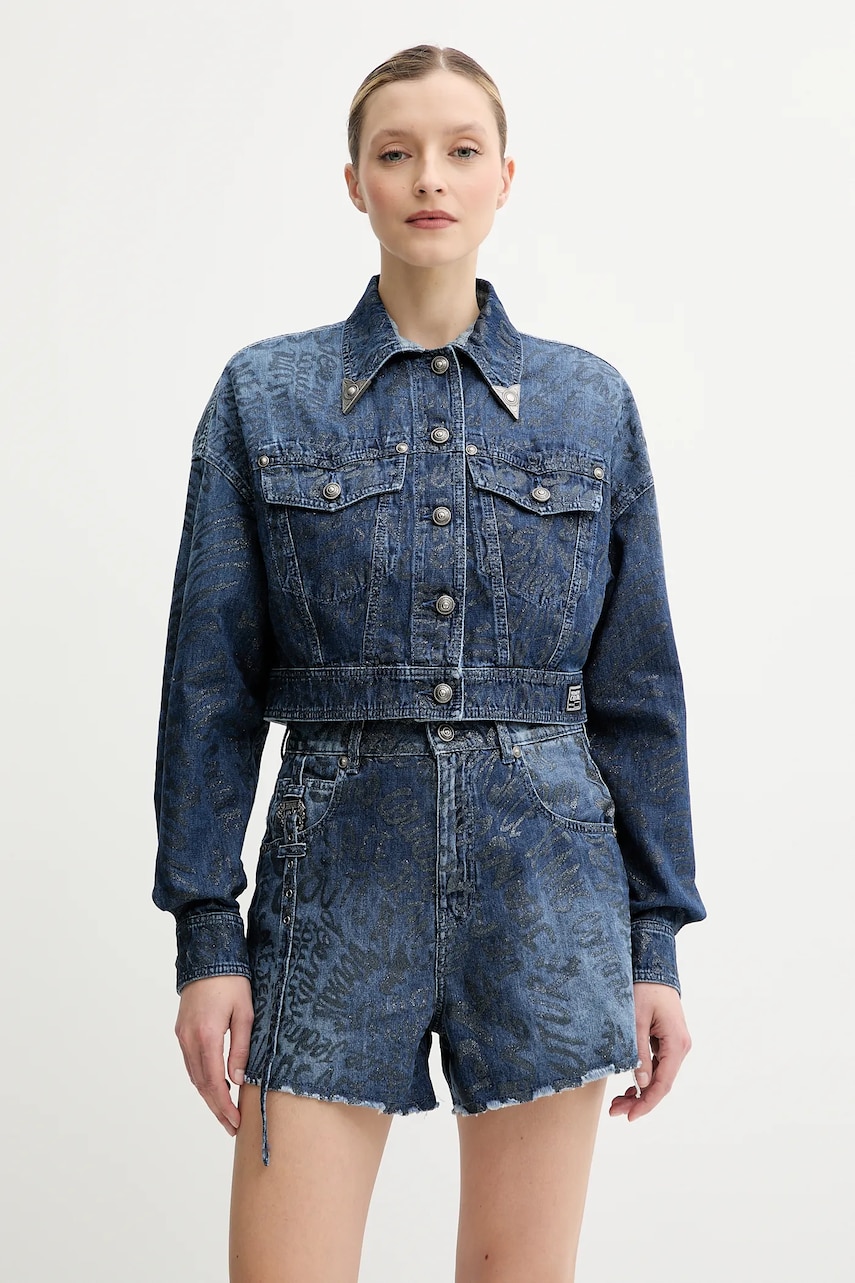 Versace Jeans Couture Τζιν μπουφάν Versace Jeans Couture χρώμα: ναυτικό μπλε, 78HAS45G DS025LF1