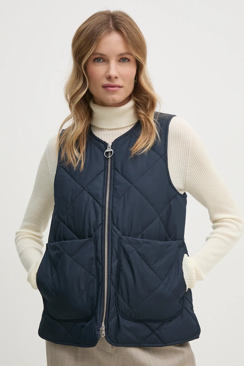 Barbour vesta femei, culoarea albastru marin, de tranzitie, LGI0189NY51 Barbour vesta femei, culoarea albastru marin, de tranzitie, LGI0189NY51