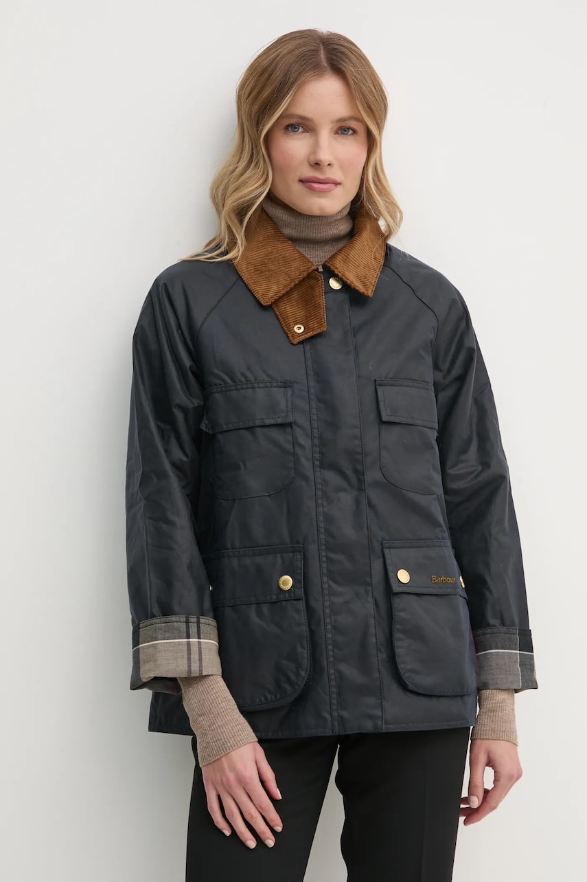 Barbour geaca femei, culoarea albastru marin, de tranzitie, LWX1446NY71 Barbour geaca femei, culoarea albastru marin, de tranzitie, LWX1446NY71