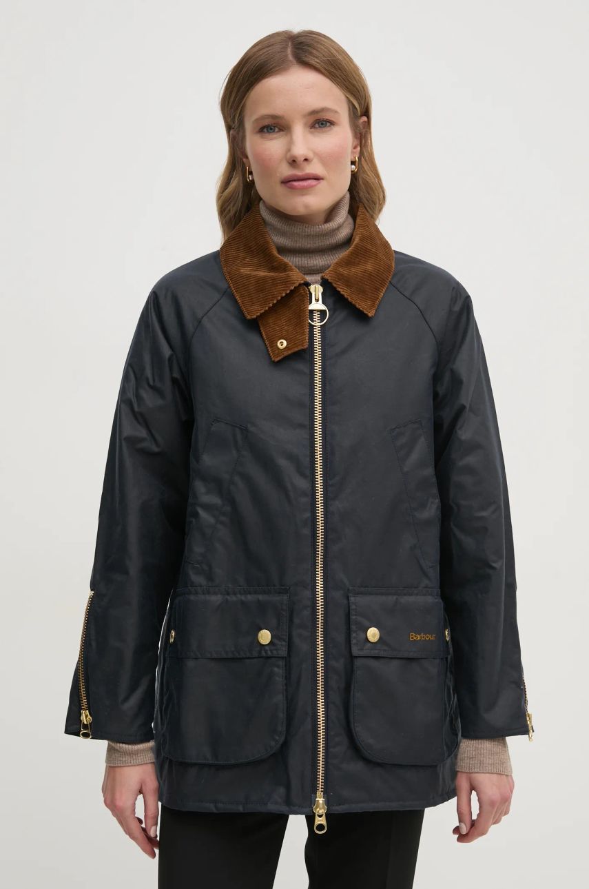 Barbour geaca femei, culoarea albastru marin, de tranzitie, LWX1447NY71