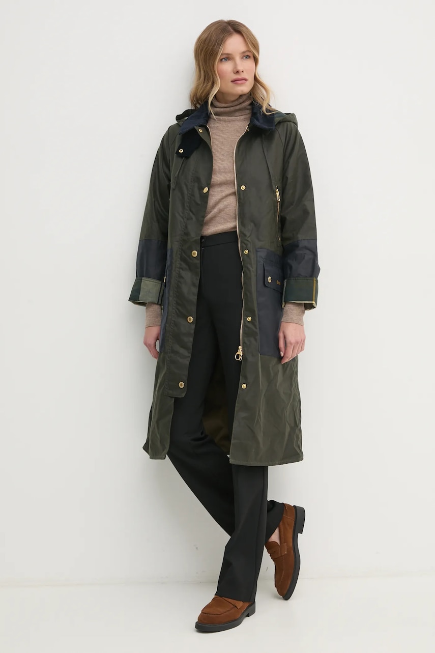 Levně Bunda Barbour dámská, zelená barva, přechodná, LWX1449OL99