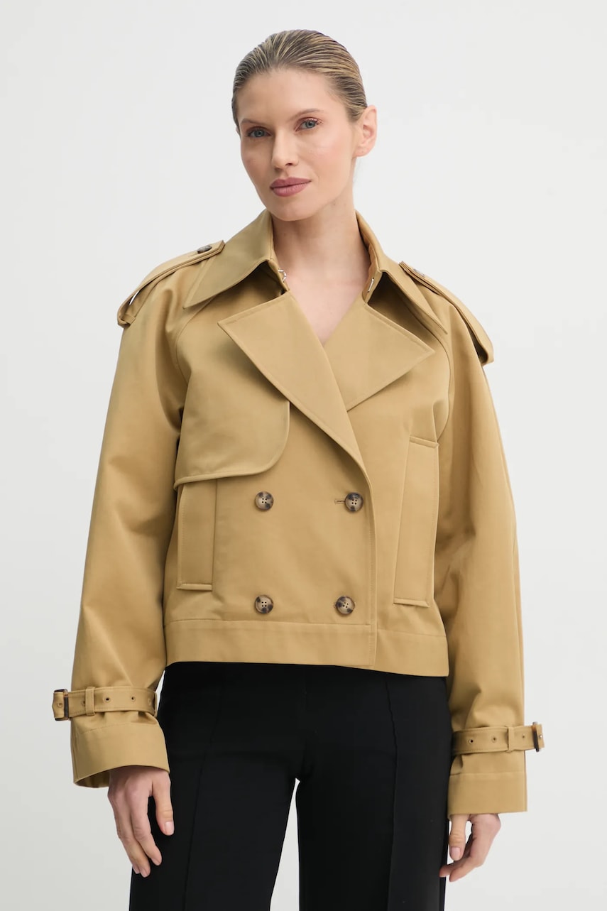 Ivy Oak trenci din bumbac culoarea verde, de tranzitie, oversize, IO119118 Ivy Oak trenci din bumbac culoarea verde, de tranzitie, oversize, IO119118