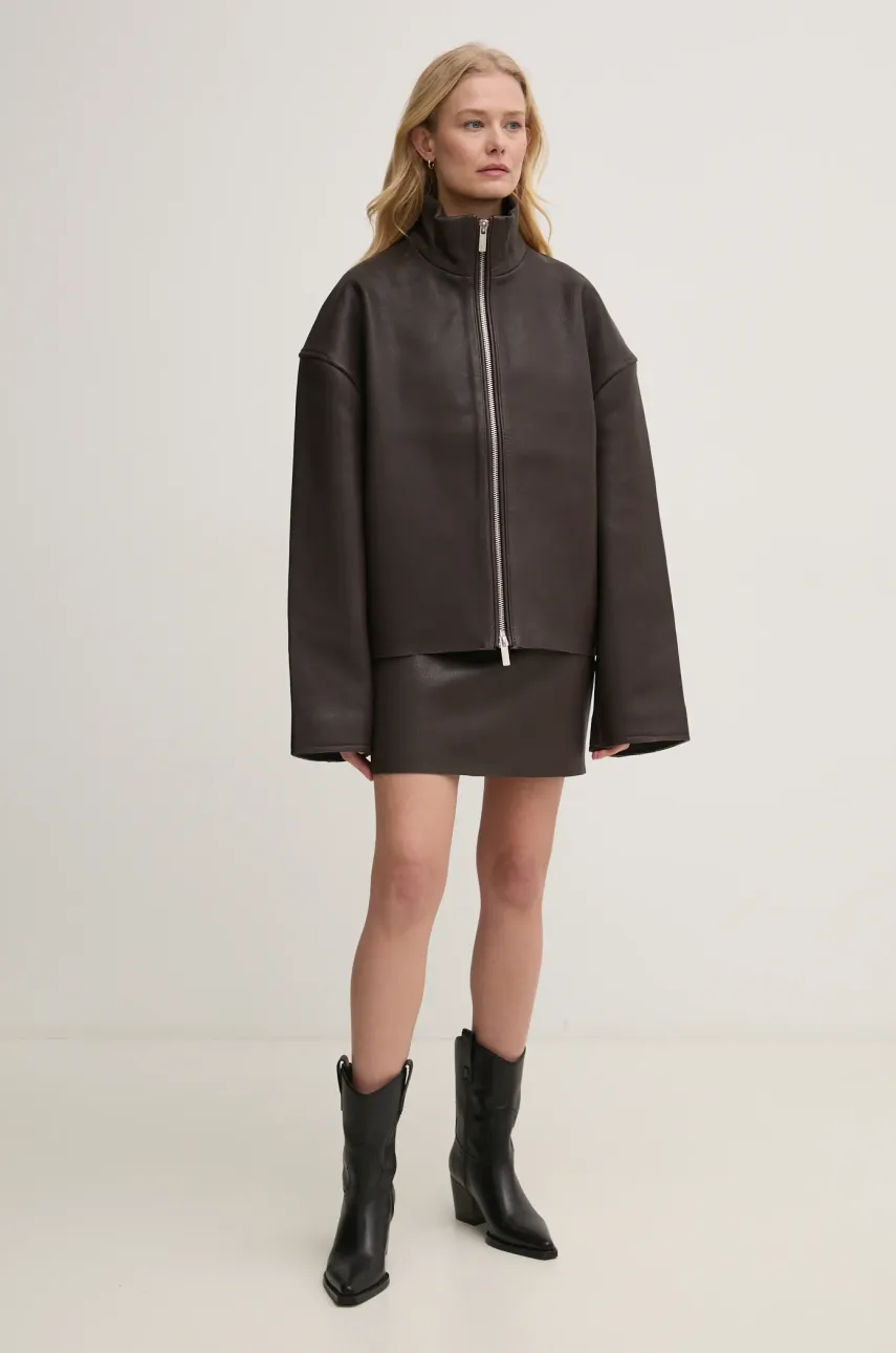 Кожаная куртка Remain женская цвет коричневый переходная oversize 502393575 Кожаная куртка Remain женская цвет коричневый переходная oversize 502393575