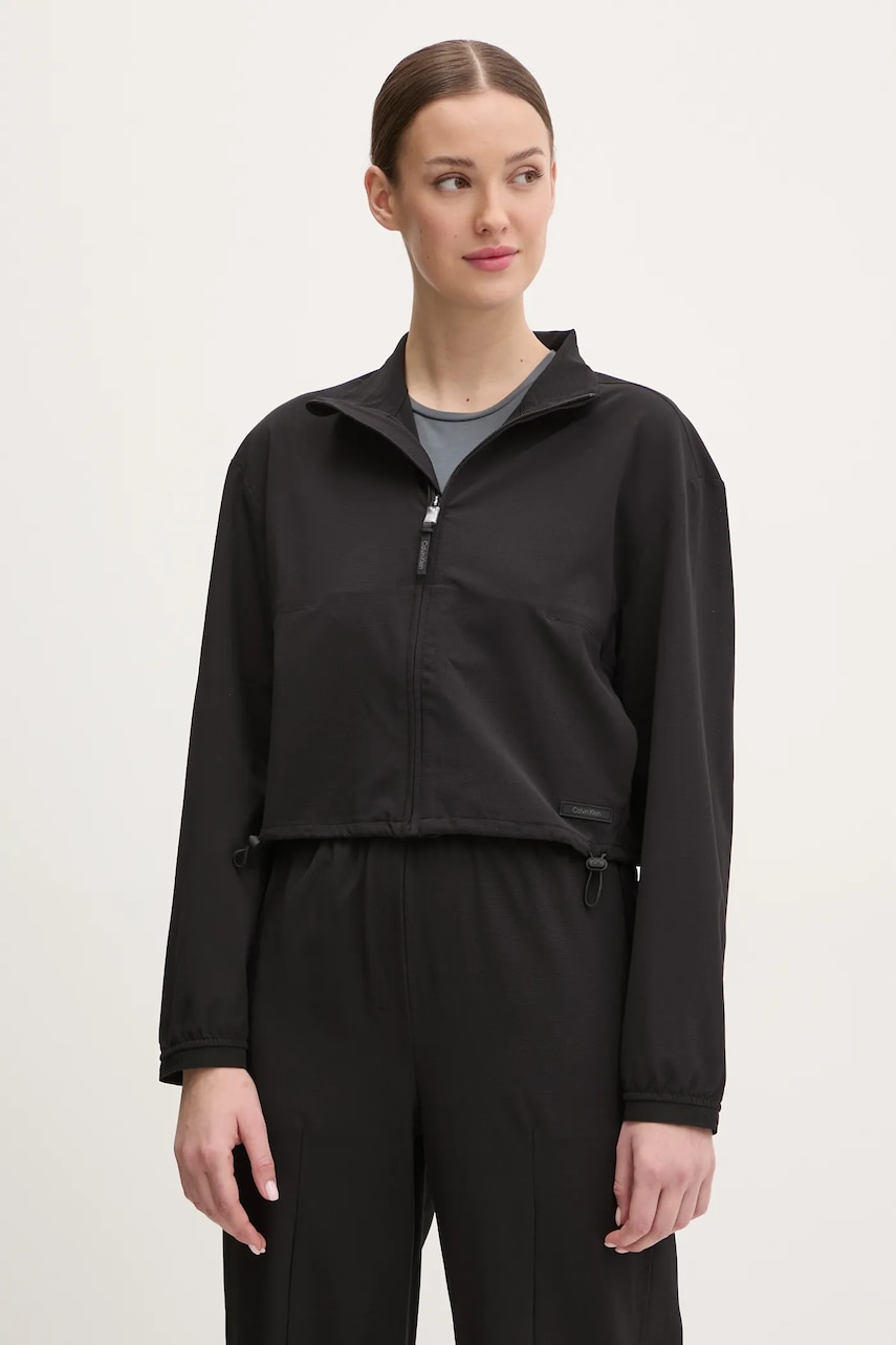 Levně Tréninková bunda Calvin Klein Performance dámská, černá barva, přechodná, LVGWS5O502