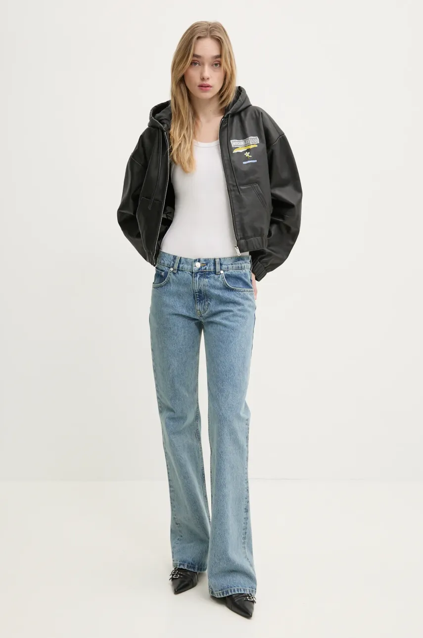 Кожаная куртка Moschino Jeans женская цвет чёрный переходная oversize 3707 3216 Кожаная куртка Moschino Jeans женская цвет чёрный переходная oversize 3707 3216