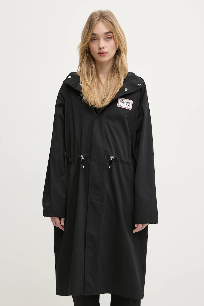 Levně Parka Moschino Jeans dámská, černá barva, přechodná, 0609 3224