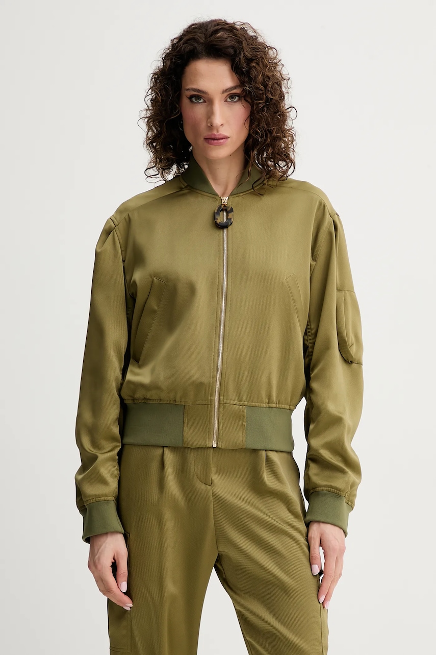Simona Corsellini geacă bomber culoarea verde, de tranzitie, oversize, P25CPGB001