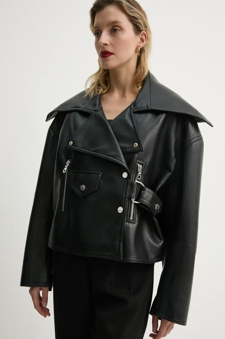 Nanushka geaca ramones ADO femei, culoarea negru, de tranzitie, oversize, NW22CROW01799