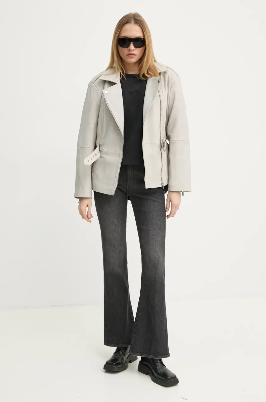 Кожаная куртка Gestuz женская цвет бежевый переходная oversize 10909784 Кожаная куртка Gestuz женская цвет бежевый переходная oversize 10909784