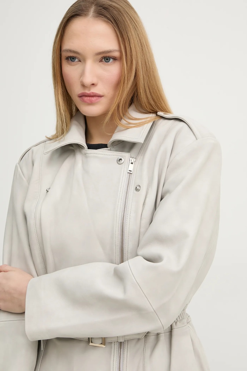 Δερμάτινο μπουφάν Gestuz χρώμα: μπεζ, 10909784 φωτογραφία