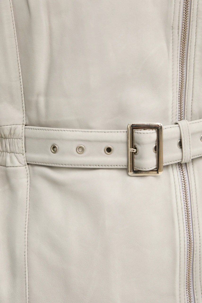 Δερμάτινο μπουφάν Gestuz χρώμα: μπεζ, 10909784 φωτογραφία