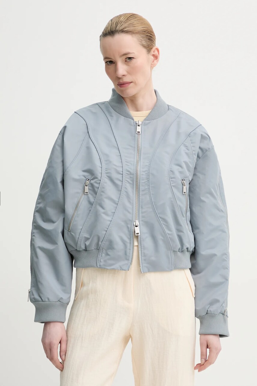 Gestuz geaca bomber culoarea gri, de tranzitie, oversize, 10909924