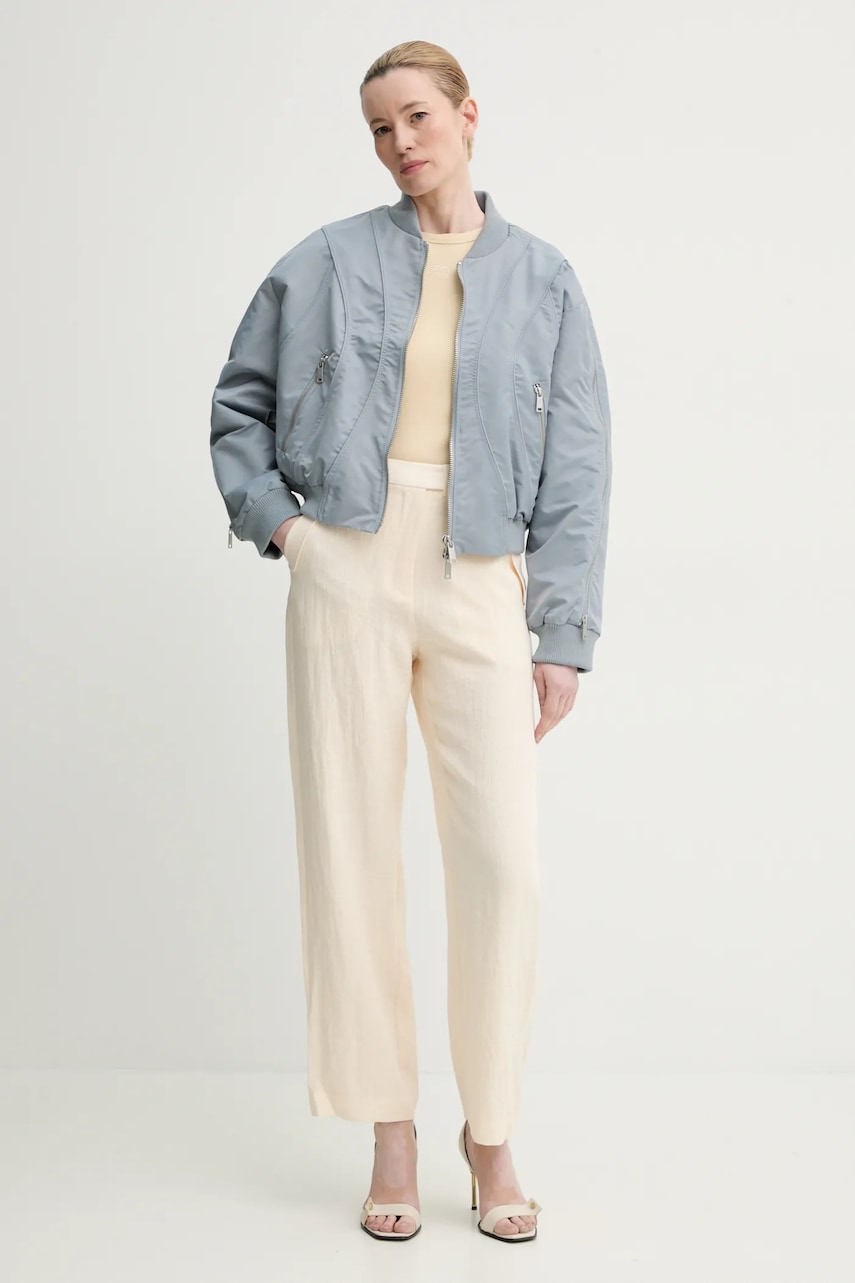 Куртка-бомбер Gestuz цвет серый переходная oversize 10909924 Куртка-бомбер Gestuz цвет серый переходная oversize 10909924