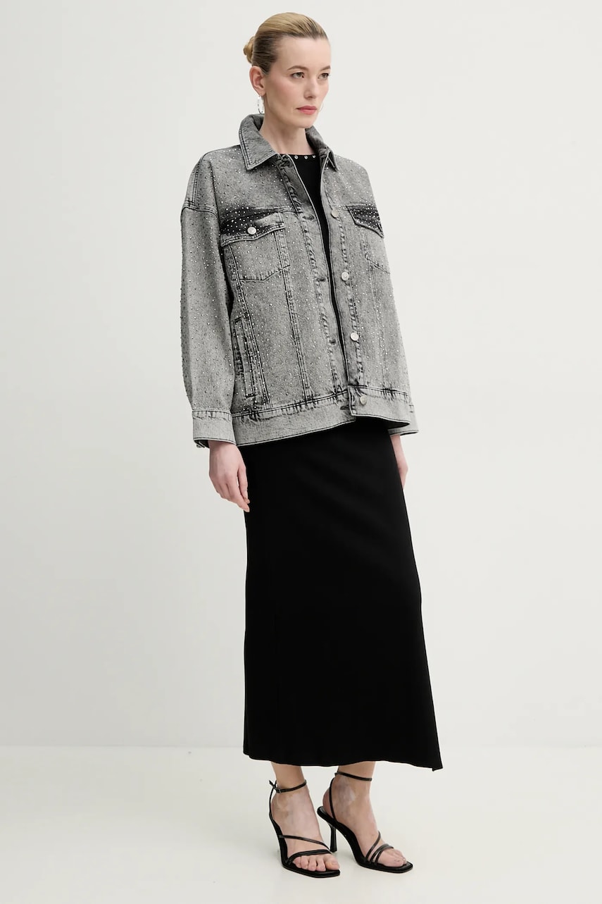 Джинсовая куртка Gestuz цвет серый переходная oversize 10910099 Джинсовая куртка Gestuz цвет серый переходная oversize 10910099