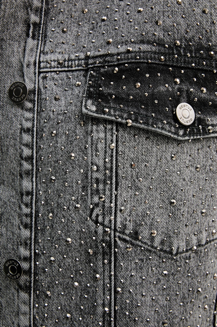 Τζιν μπουφάν Gestuz χρώμα: γκρι, 10910099 φωτογραφία