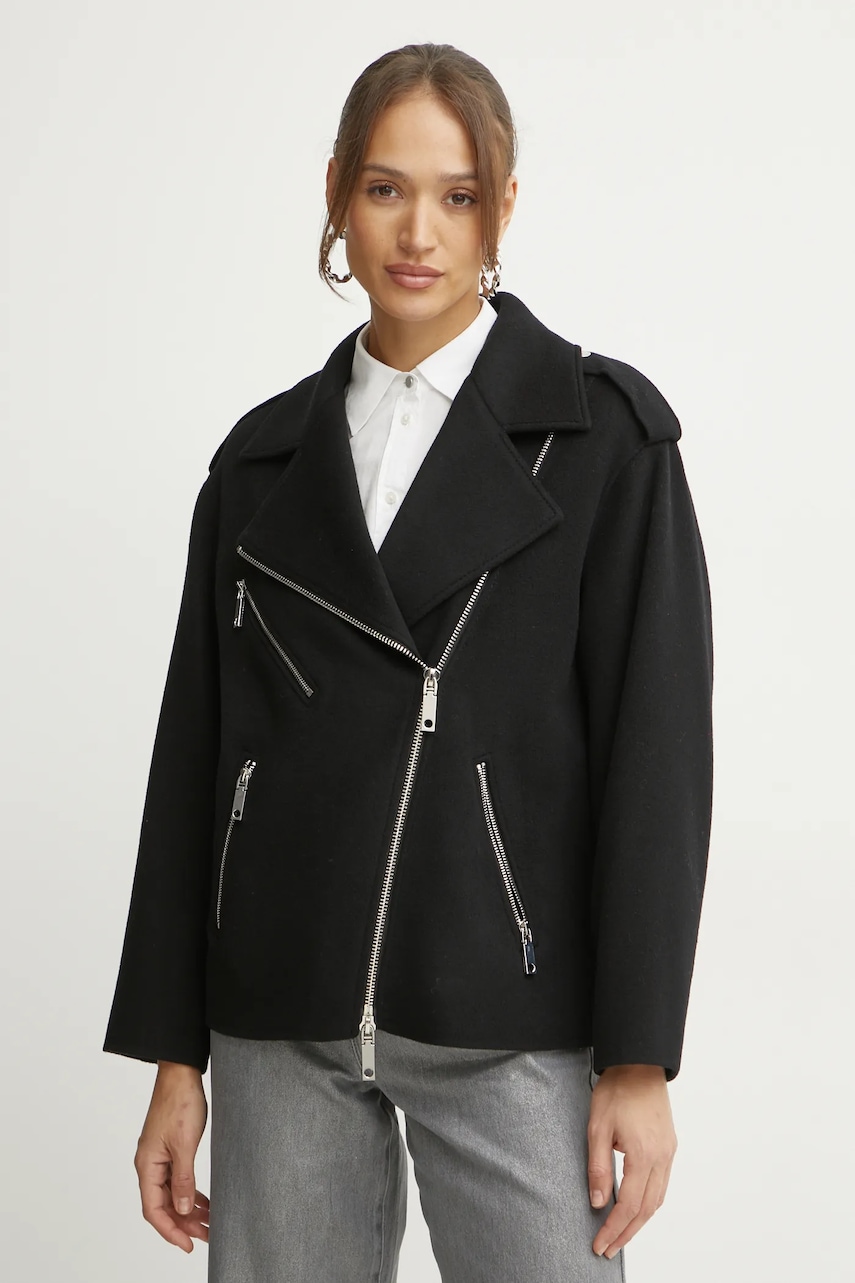 MAX&Co. geaca de lana culoarea negru, de tranzitie, 2516081011200