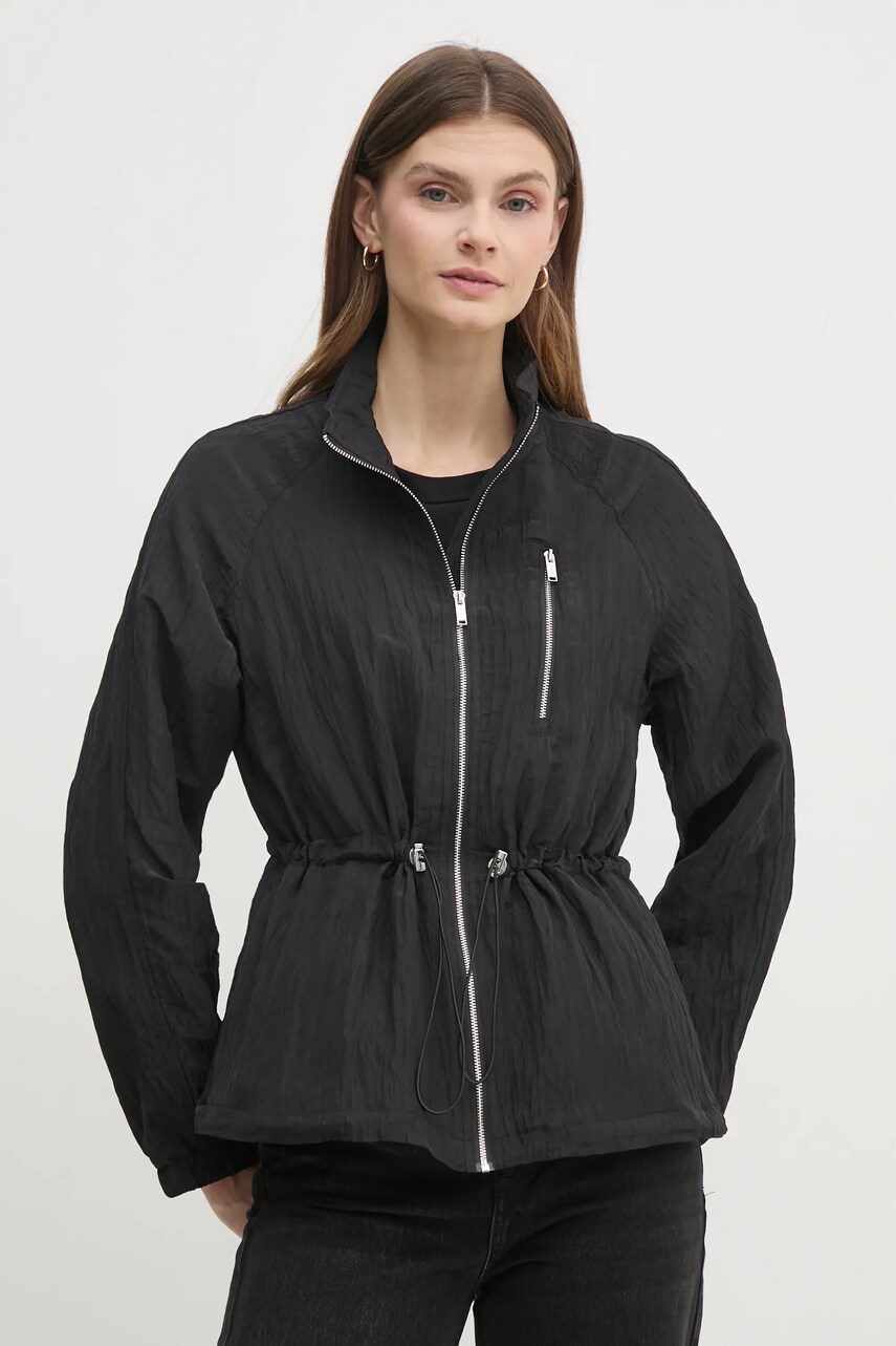 Dkny geaca femei, culoarea negru, de tranzitie, P4KJIXTF